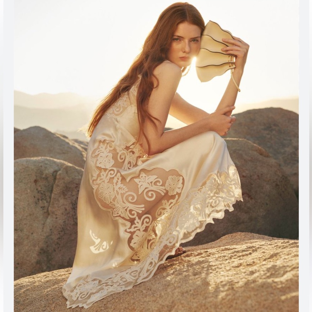 Ulla Johnson Lucienne Ivory Lace Bridal Wedding Midi Dress 10 / Medium